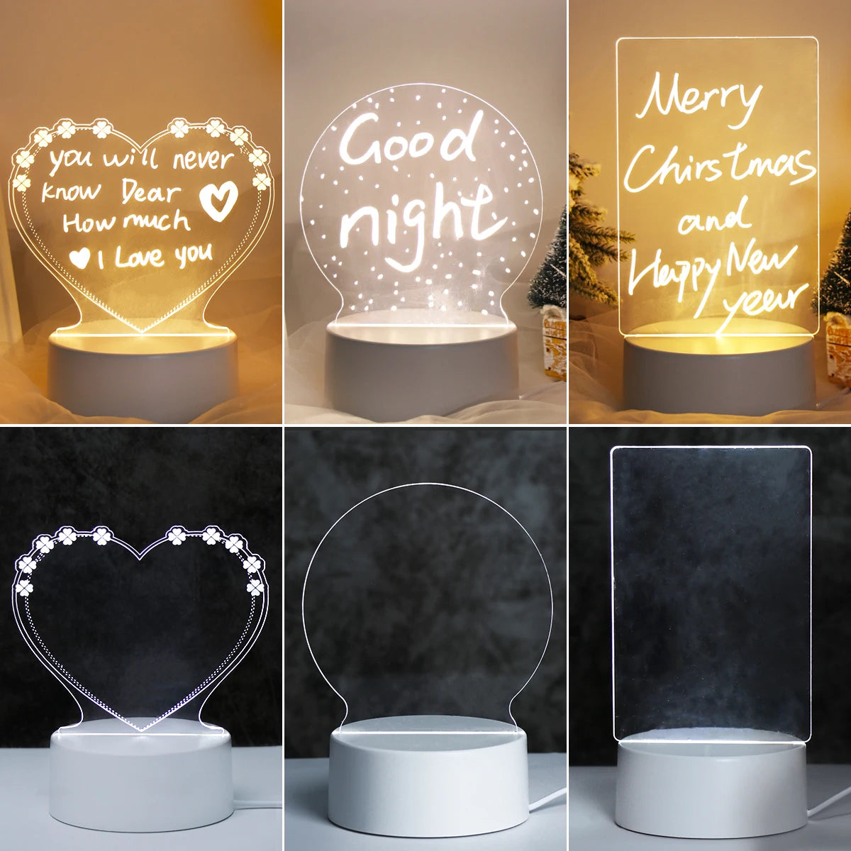 Note Board Creative USB Led Night Light Valentine's Day Gift Decor Nightlights Girlfriend Birthday Gift Wedding Decor Night Lamp