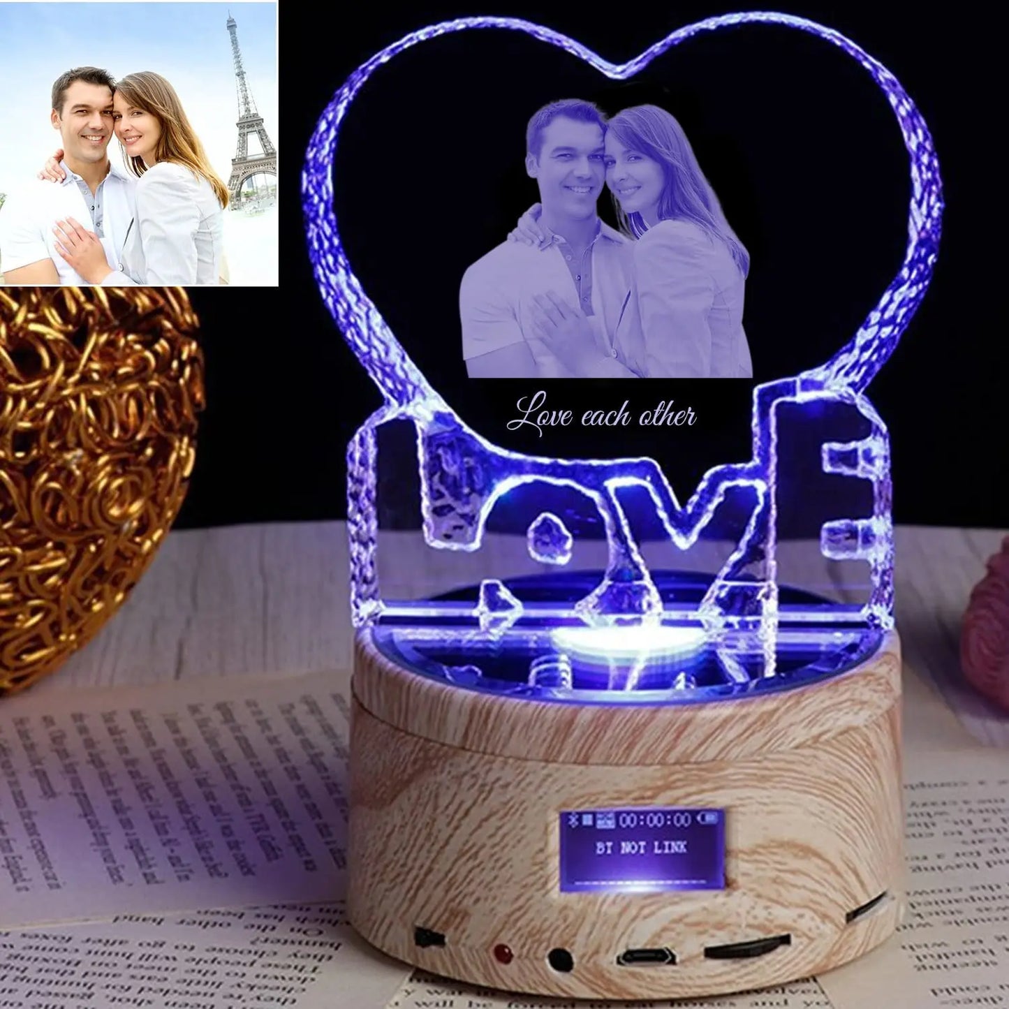Customized Crystal Photo Bluetooth Night Light