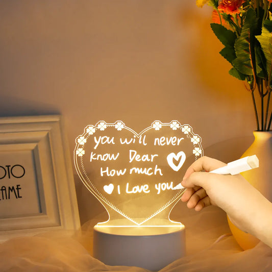 Note Board Creative USB Led Night Light Valentine&#39;s Day Gift Decor Nightlights Girlfriend Birthday Gift Wedding Decor Night Lamp