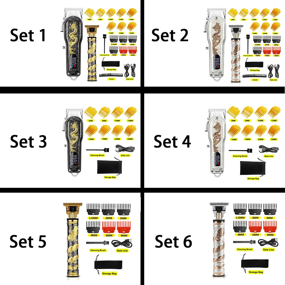 New in Set Dragon Professional Hair Clipper Cordless Hair Trimmer For Men Shaver Hair Cutting Machine Barber Machin Beard