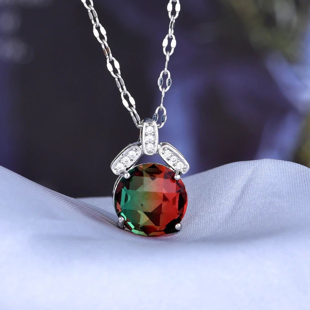 Colorful Zircon Crystal Round Necklace