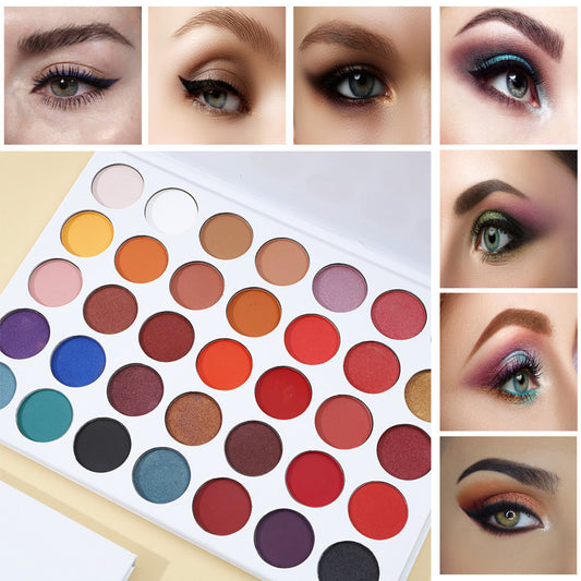 Cross-border Exclusively For European And American Makeup Whiteboard 35-color Eyeshadow Palette Neutral Without Logo Beads Matte Multi-color Hot Style Earth Color