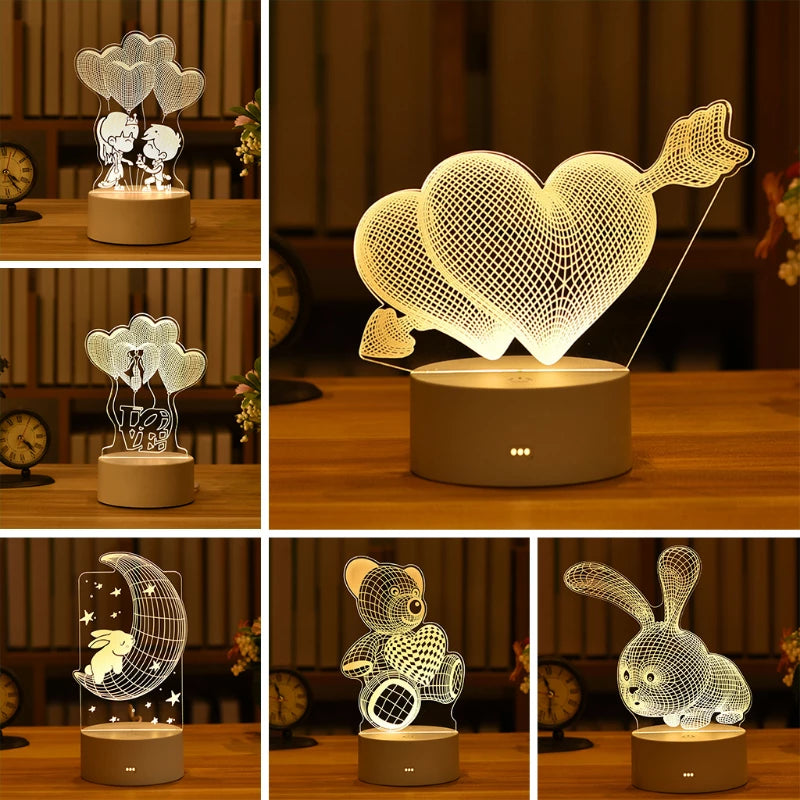 Romantic Love 3D Acrylic Led Night Lamp